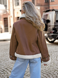 Női Bőrdzseki Barna OZONEE JS/11Z8177Z