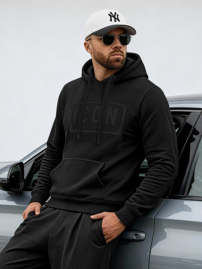 Férfi kapucnis felső fekete OZONEE JS/8B1975/3