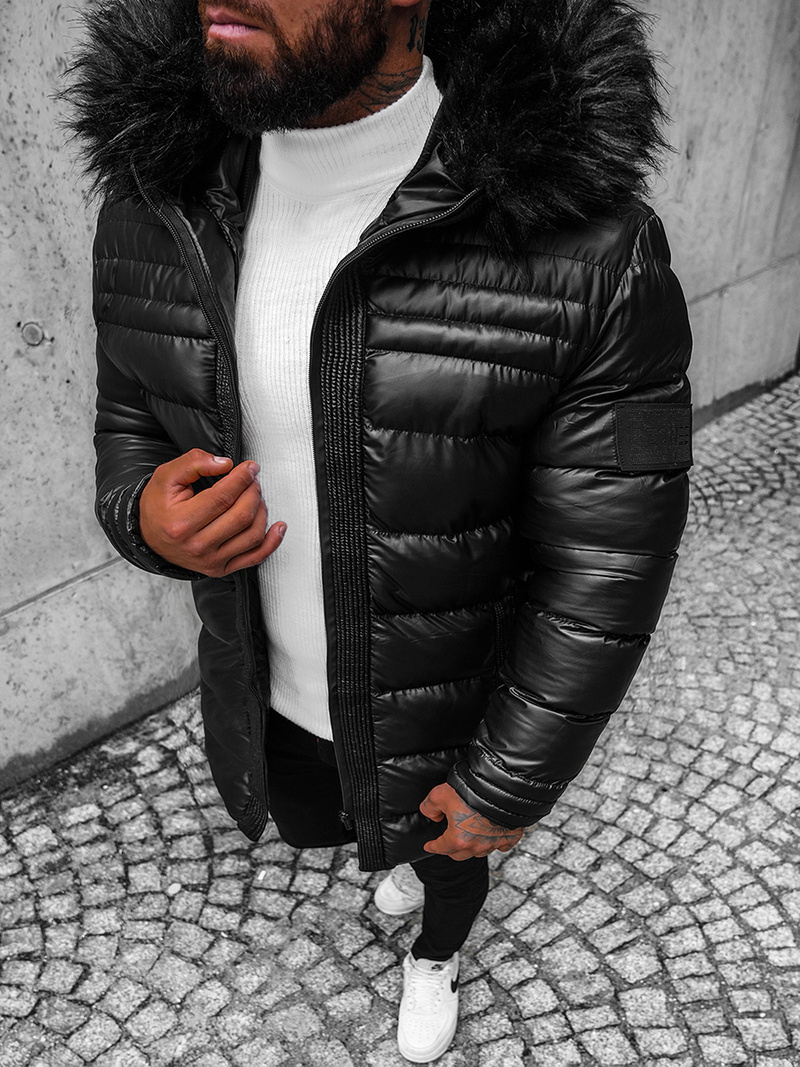 Férfi téli kabát fekete OZONEE O/K2233