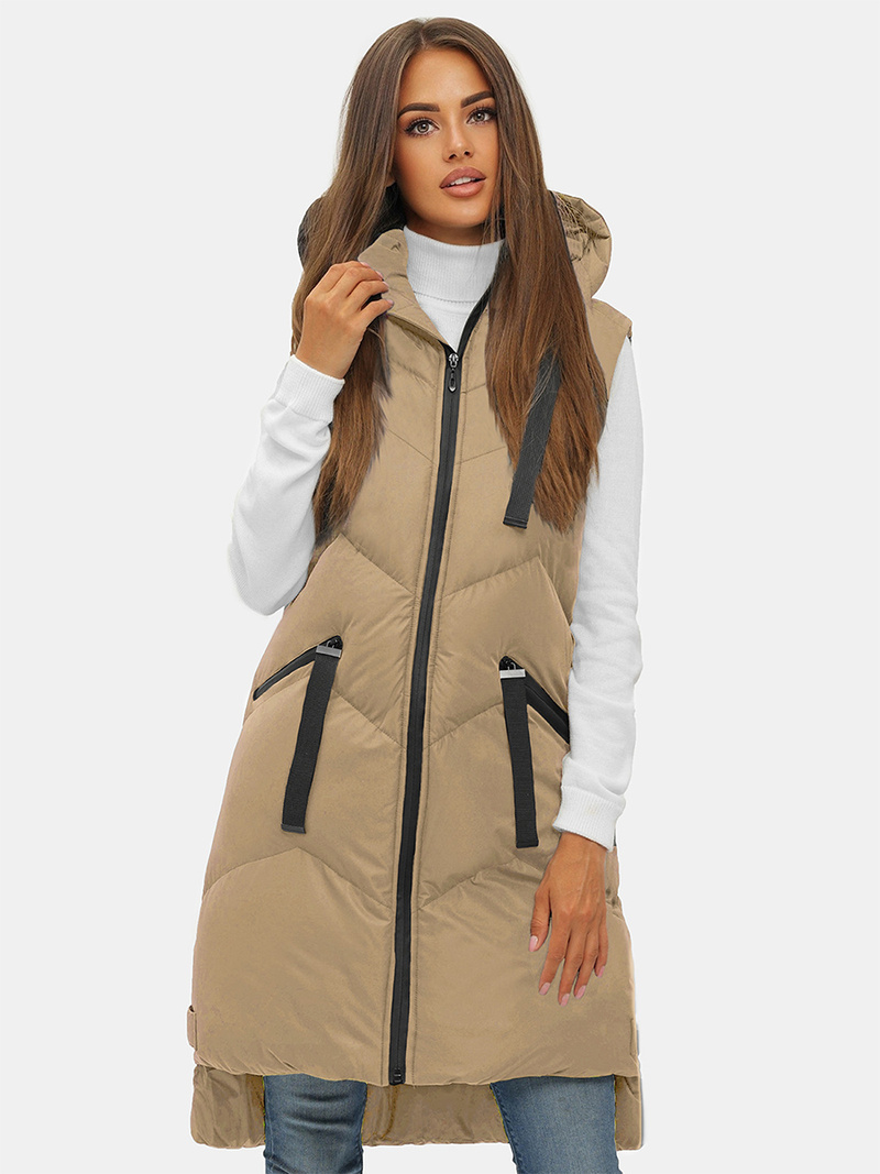 Női hosszú mellény Bézs OZONEE JS/M788/62