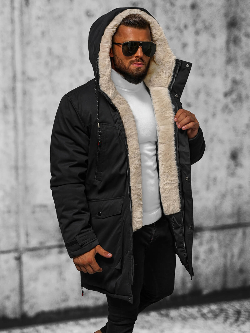 Férfi téli parka kabát fekete OZONEE JS/5M3123/392