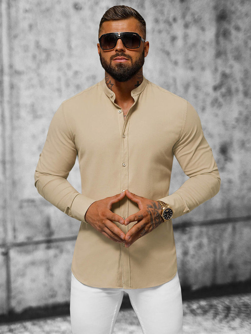 Férfi Ing Bézs OZONEE O/V56