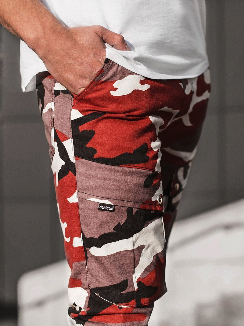 Férfi nadrág jogger bordó-bézs OZONEE A/1003