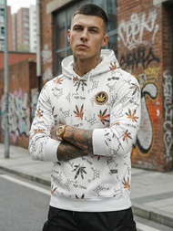 Férfi kapucnis pulóver fehér OZONEE O/B266Z