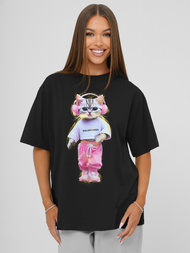 Női polo fekete OZONEE DJ77423