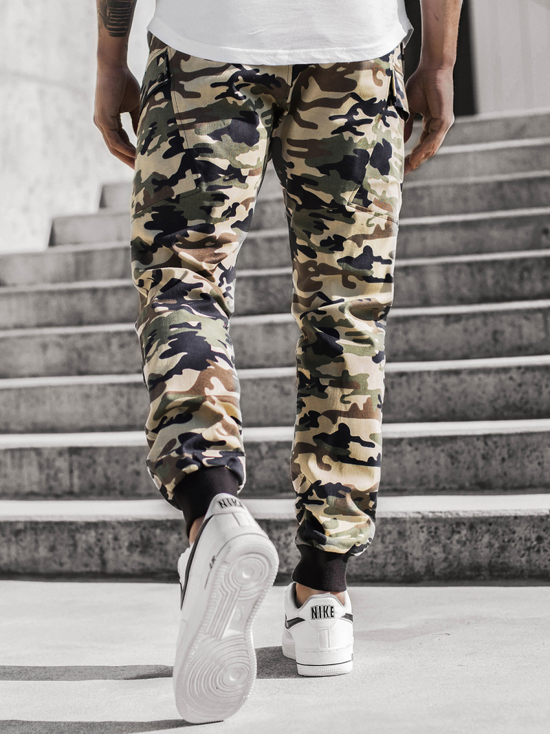 Férfi nadrág jogger Bézs – Terepmintás OZONEE O/11103