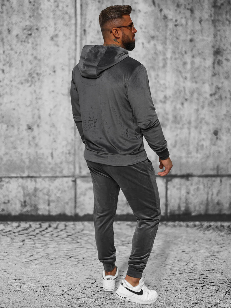 Férfi Melegítő Szett Velúr Grafit OZONEE JS/8C1169/6