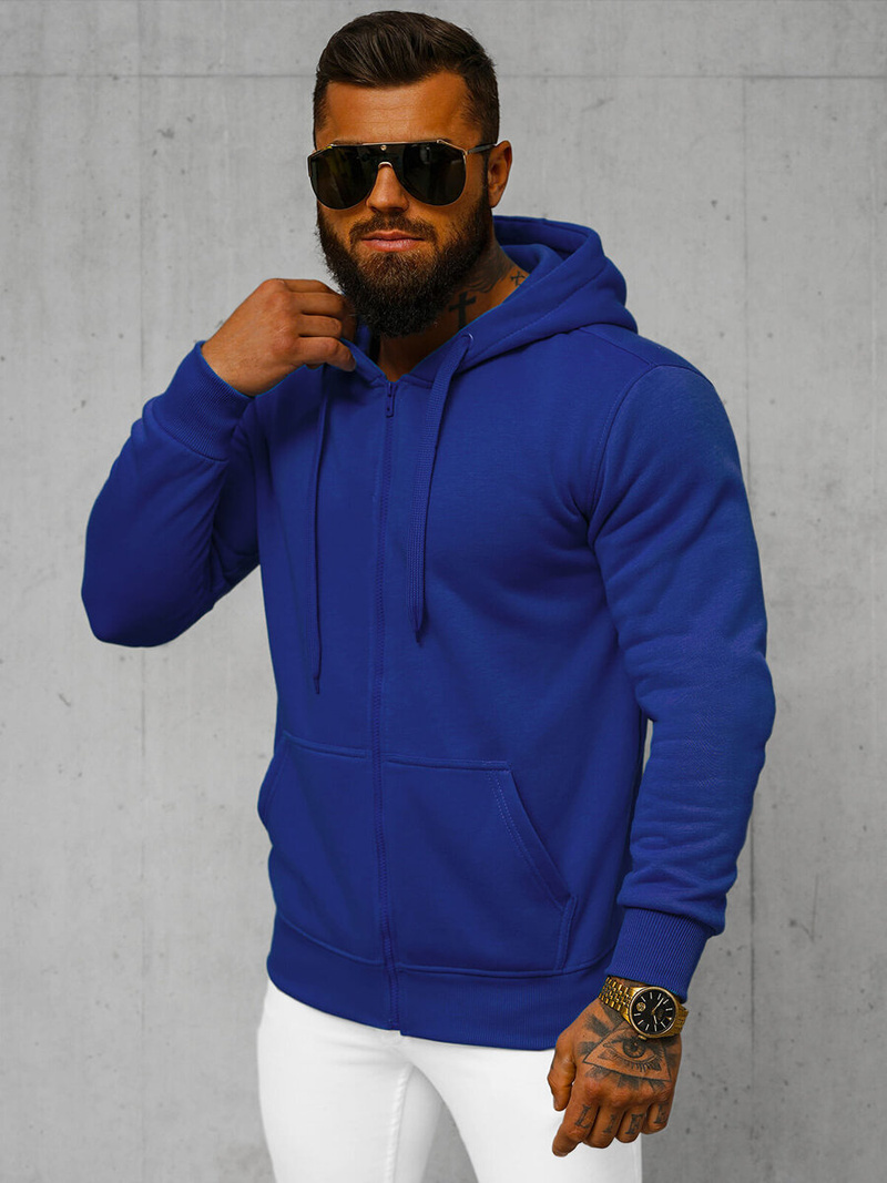 Férfi kapucnis pulóver kobalt OZONEE JS/2008Z