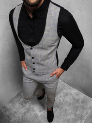 Férfi szett - mellény és chino nadrág Szürke OZONEE DJ/5552