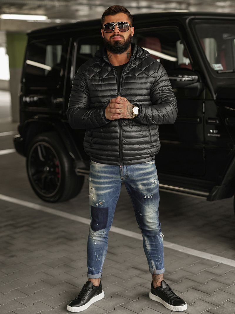 Férfi Steppelt Kabát Fekete OZONEE JS/16M9328/392BZ