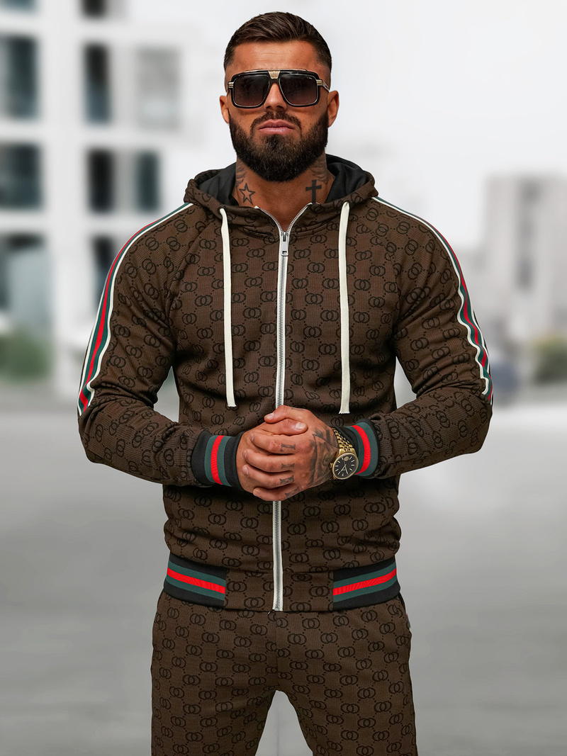 Férfi melegítő együttes sötét-bézs OZONEE O/FF5111AB