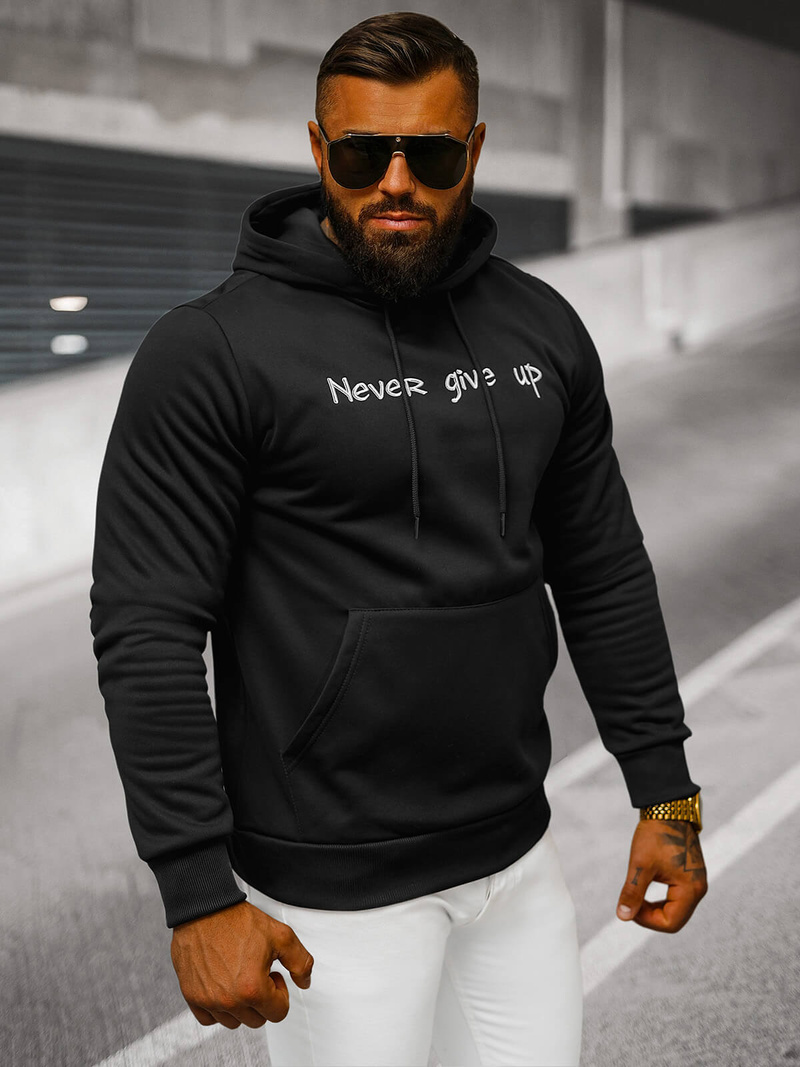 Férfi kapucnis felső fekete OZONEE JS/27B6512/3