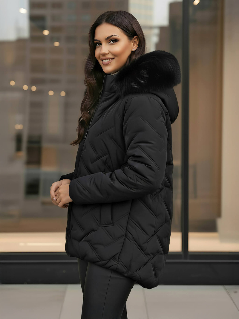 Női téli kabát fekete OZONEE JS/16M9296/392Z