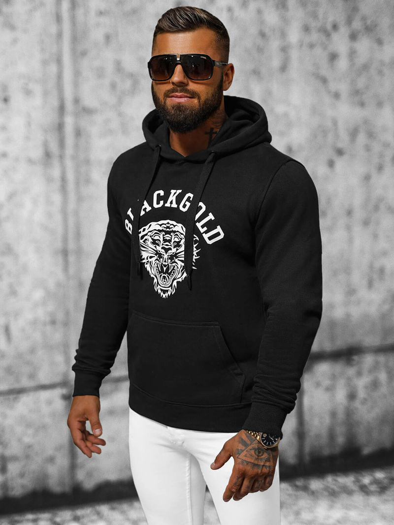 Férfi kapucnis pulóver Fekete OZONEE NB/MF2007