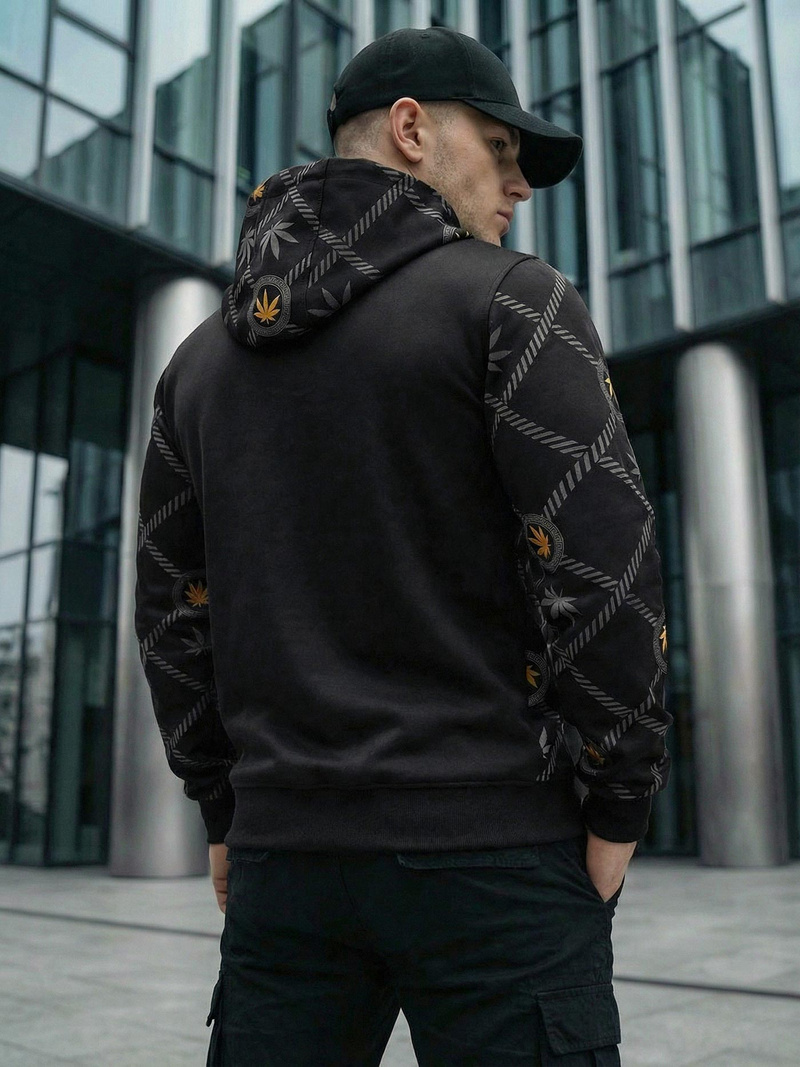 Férfi kapucnis pulóver fekete OZONEE O/B267Z