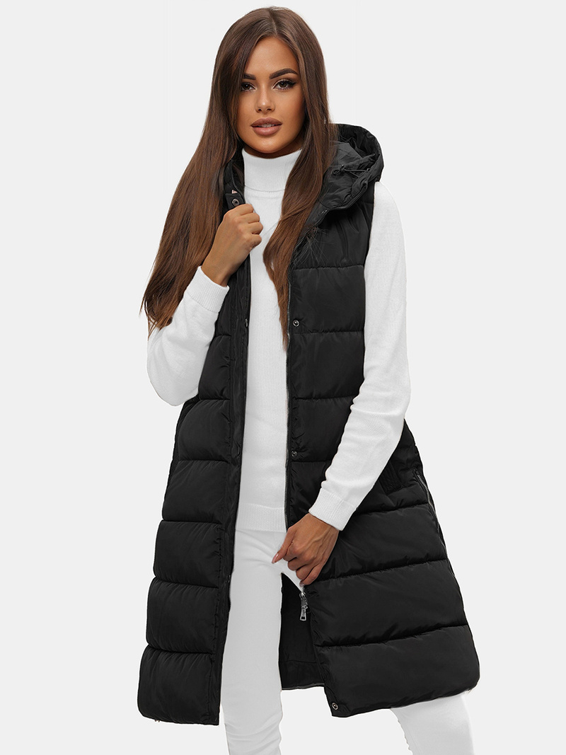 Női hosszú mellény fekete OZONEE O/81260