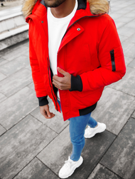 Férfi téli kabát piros OZONEE JS/M2019/275