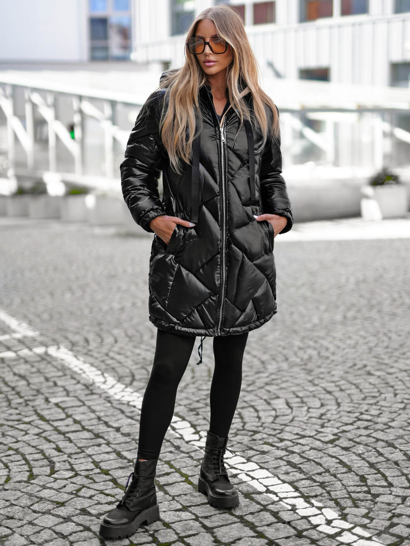 Női téli kabát fekete OZONEE JS/5M3189/392Z