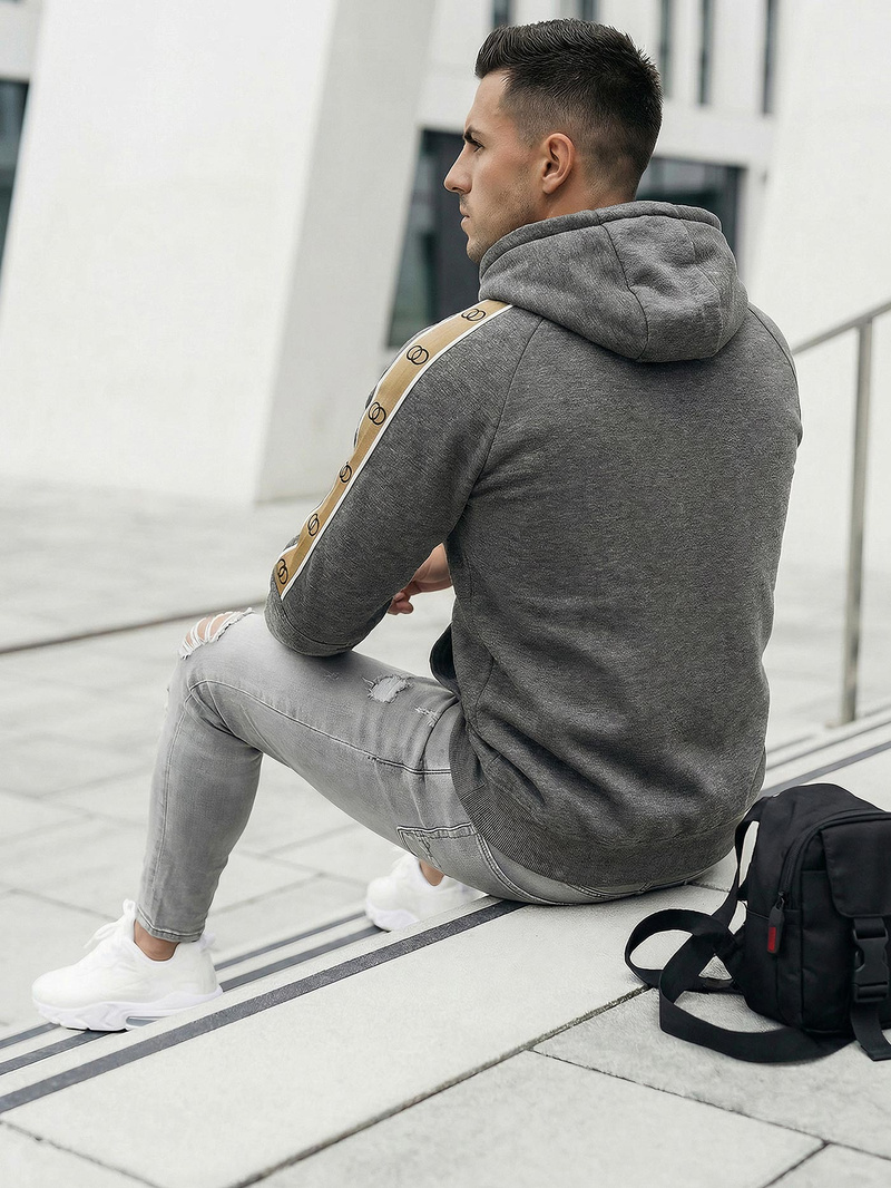 Férfi kapucnis felső grafit OZONEE JS/8B1730/5Z
