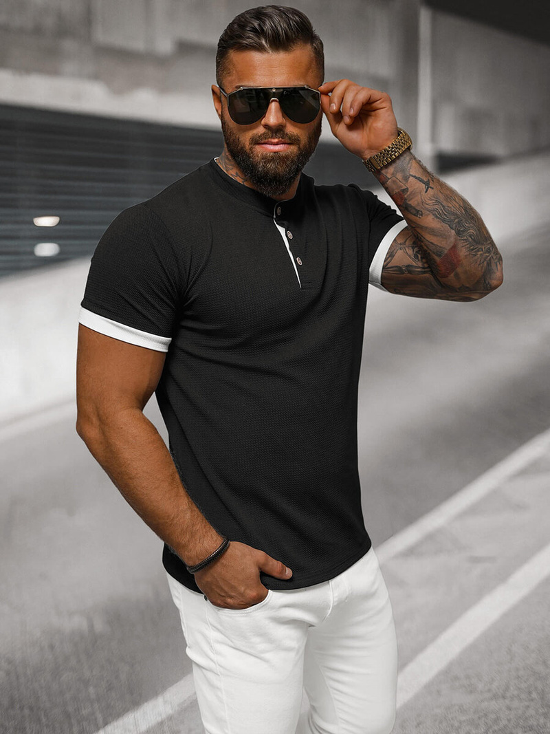 Férfi Póló Fekete OZONEE O/M011