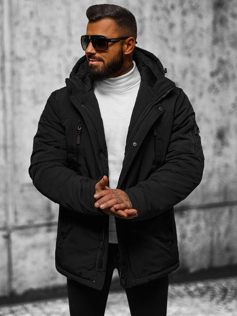 Férfi Steppelt Kabát Fekete OZONEE JS/5M718/392