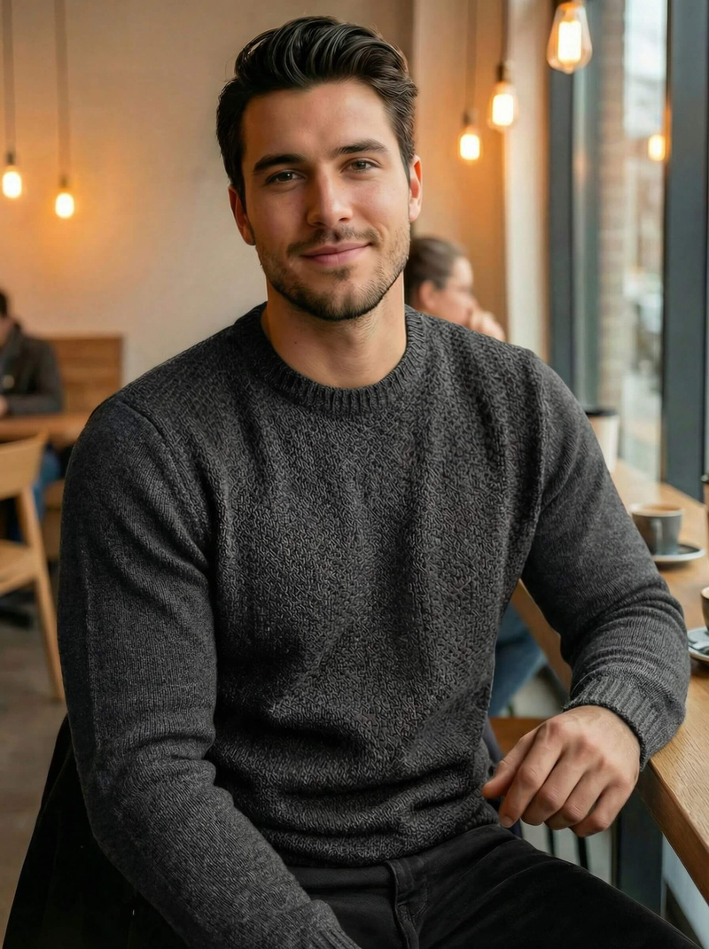 Férfi Pulóver Grafit OZONEE JS/59B3607/5