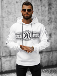 Férfi kapucnis pulóver fehér OZONEE JS/8B1100/1