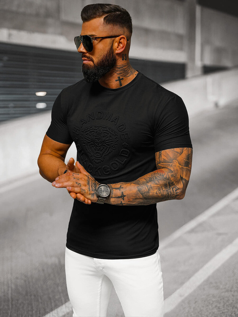 Férfi Póló Fekete OZONEE NB/MT3056Z