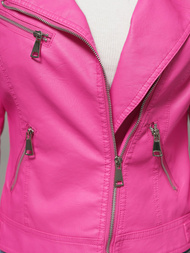 Női Bőrdzseki Rózsaszín OZONEE O/G88