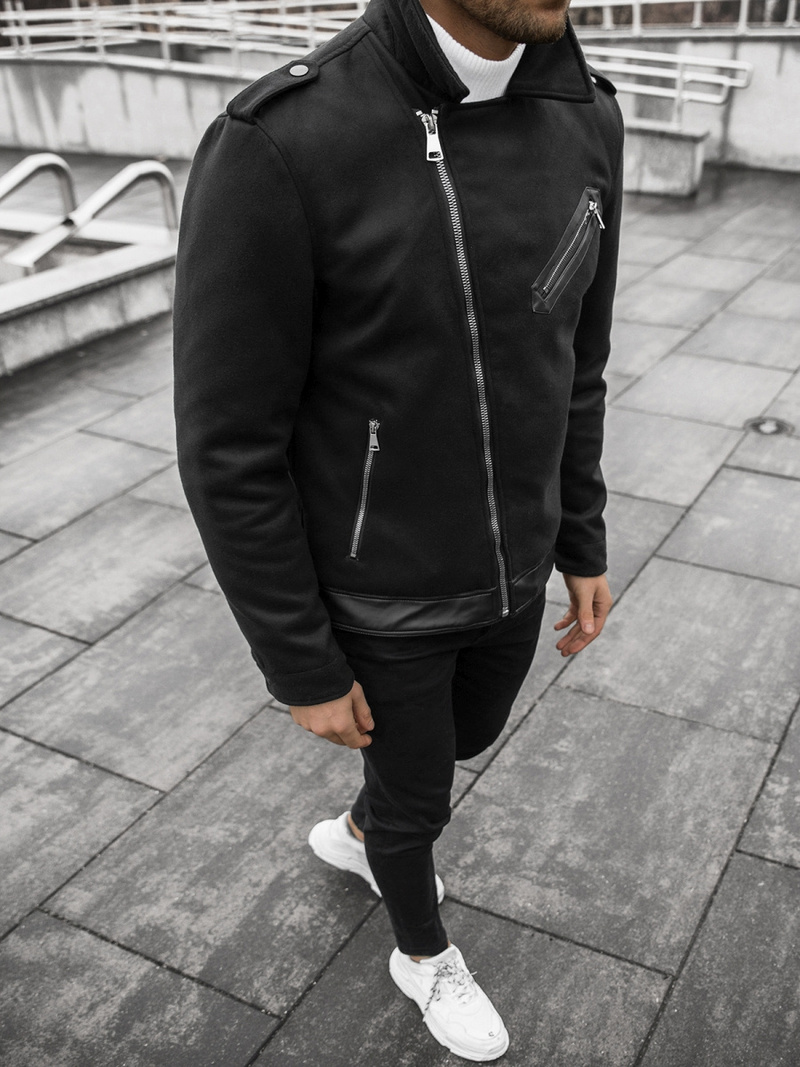 Férfi átmeneti kabát fekete OZONEE JS/M15501