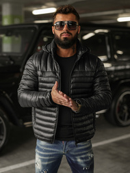 Férfi Steppelt Kabát Fekete OZONEE JS/16M9336/392BZ