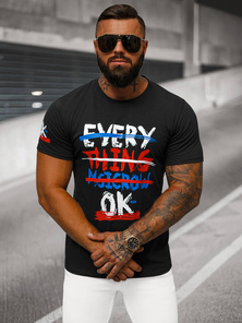 Férfi Póló Fekete OZONEE O/8T1266/3