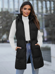 Női hosszú mellény fekete OZONEE JS/M721/392Z