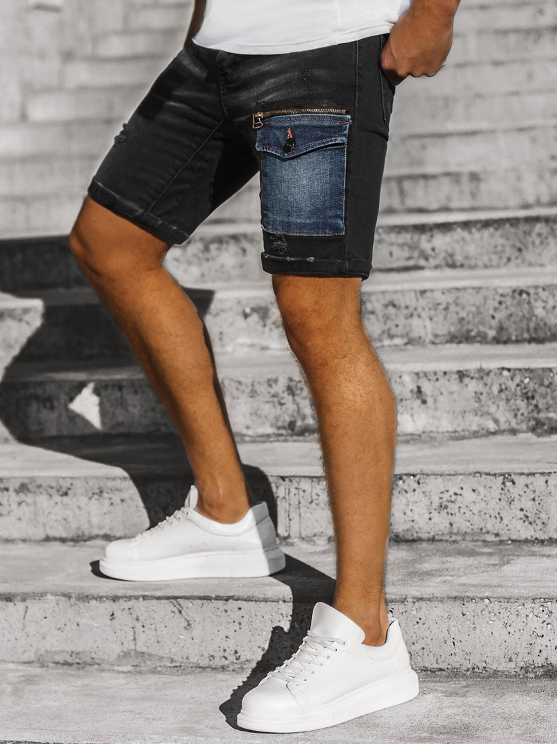 Férfi farmer rövidnadrág Fekete OZONEE G/1071