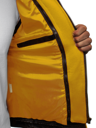 Férfi bőrdzseki fekete-sárga OZONEE N/6129Z