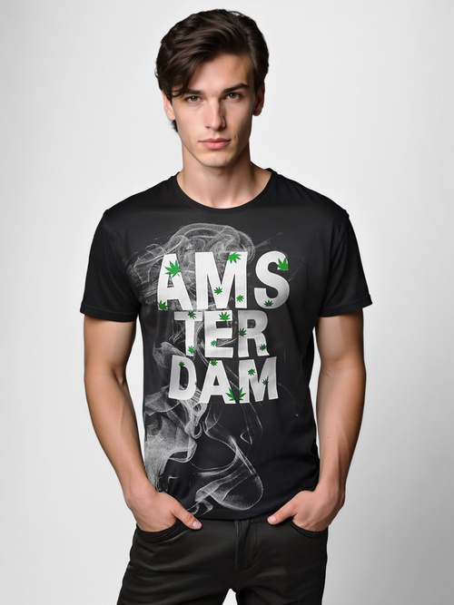 Férfi Póló Fekete OZONEE O/T128/3Z