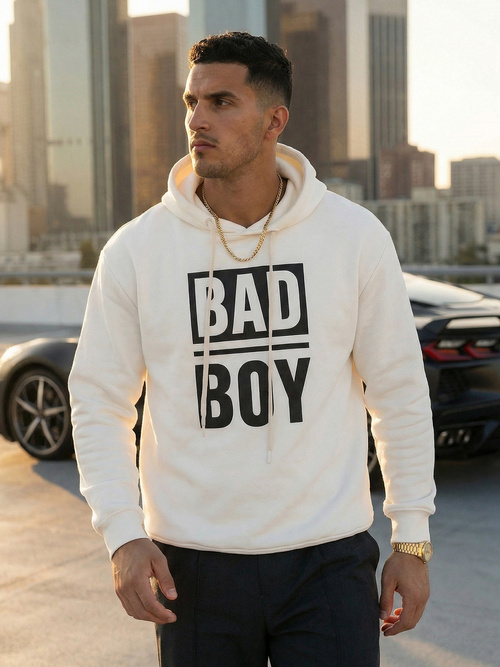 Férfi kapucnis felső fehér OZONEE JS/65B3909/1Z