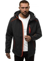 Férfi kapucnis softshell kabát fekete-narancs OZONEE GE/12259Z
