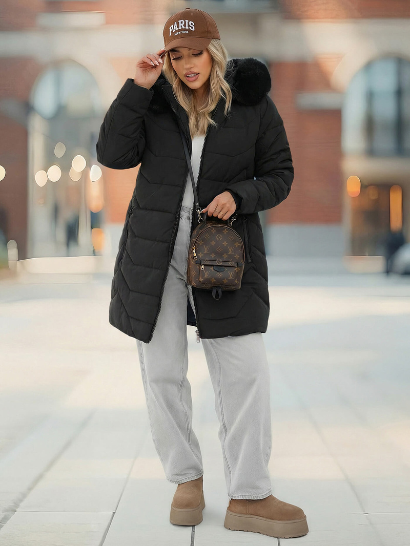 Női téli kabát fekete OZONEE JS/16M9121/392Z