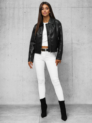 Női Bőrdzseki Fekete OZONEE O/G116Z