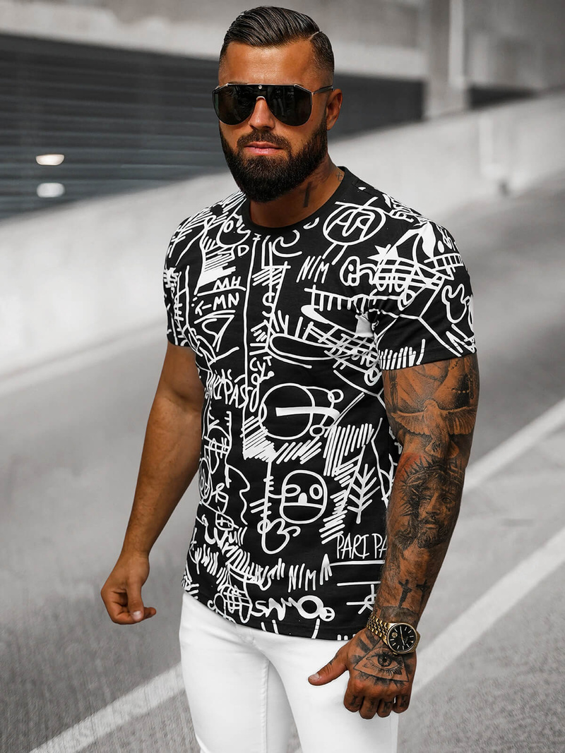 Férfi Póló Fekete OZONEE O/T1269/3