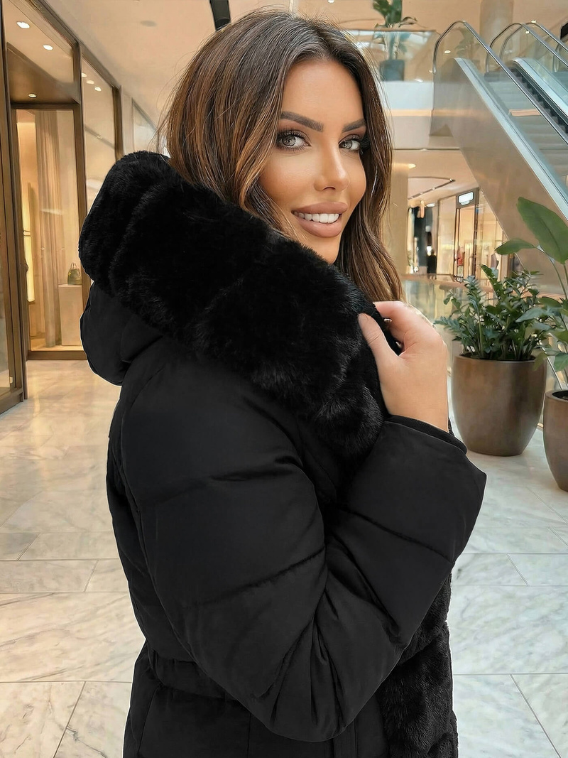 Női téli kabát fekete OZONEE JS/5M3158/392Z