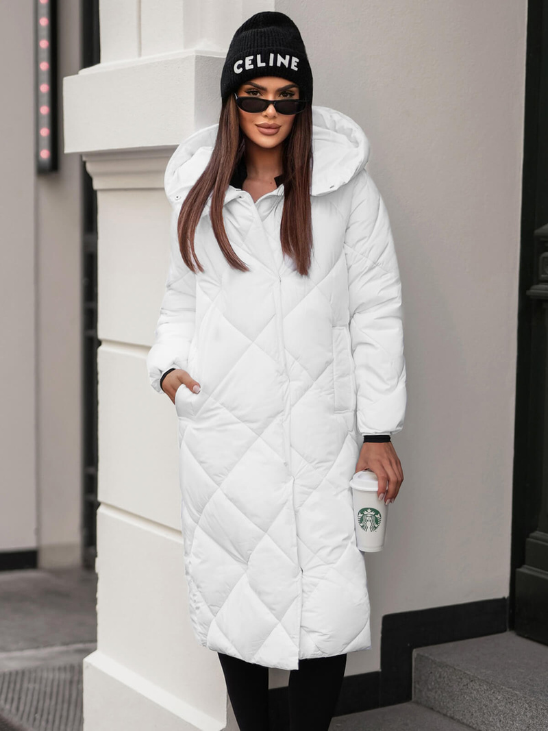 Női téli kabát fehér OZONEE JS/5M3173/281Z