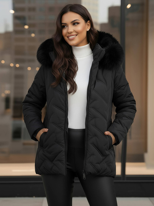 Női téli kabát fekete OZONEE JS/16M9296/392Z