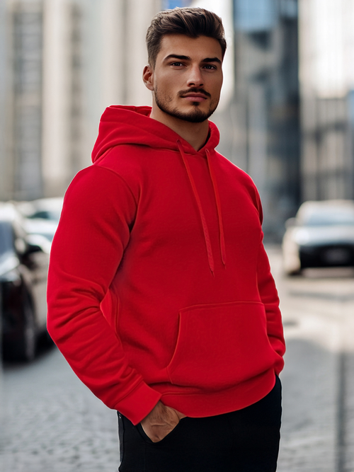 Férfi kapucnis pulóver sötétvörös OZONEE JS/2009Z