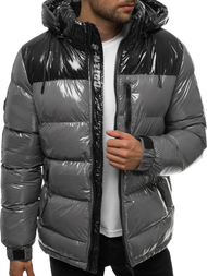 Férfi steppelt téli kabát szürke OZONEE N/6462