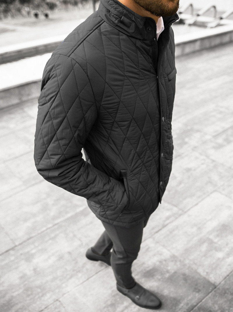 Férfi átmeneti kabát fekete OZONEE JS/22M111/1