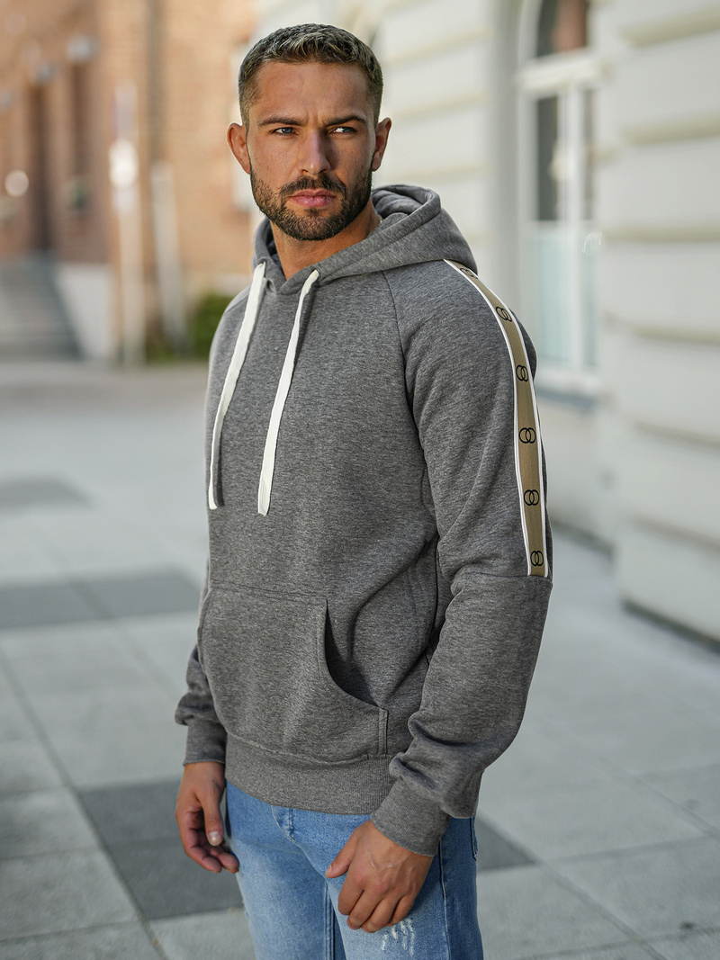 Férfi kapucnis felső grafit OZONEE JS/8B1730/5