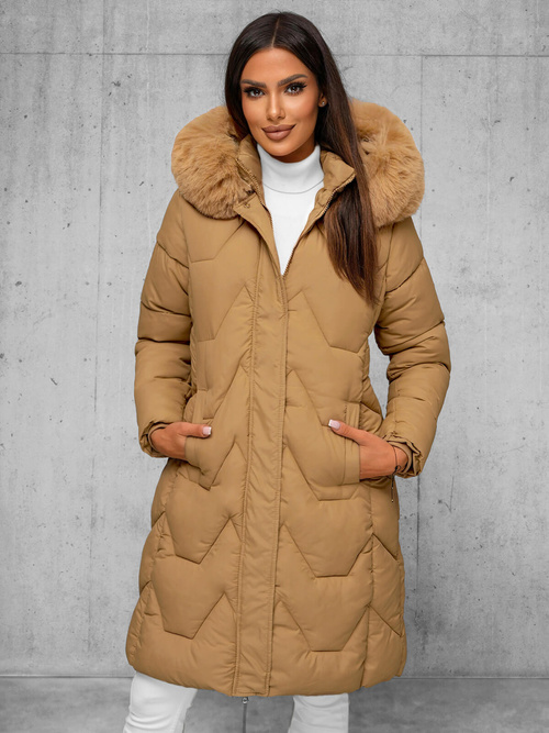 Női téli kabát bézs OZONEE JS/16M9202/62Z