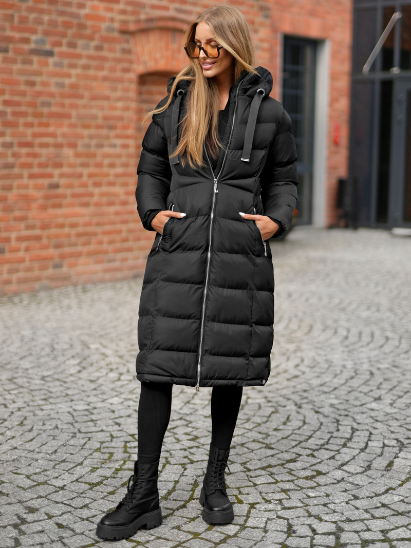 Női téli kabát fekete OZONEE JS/M736/392Z